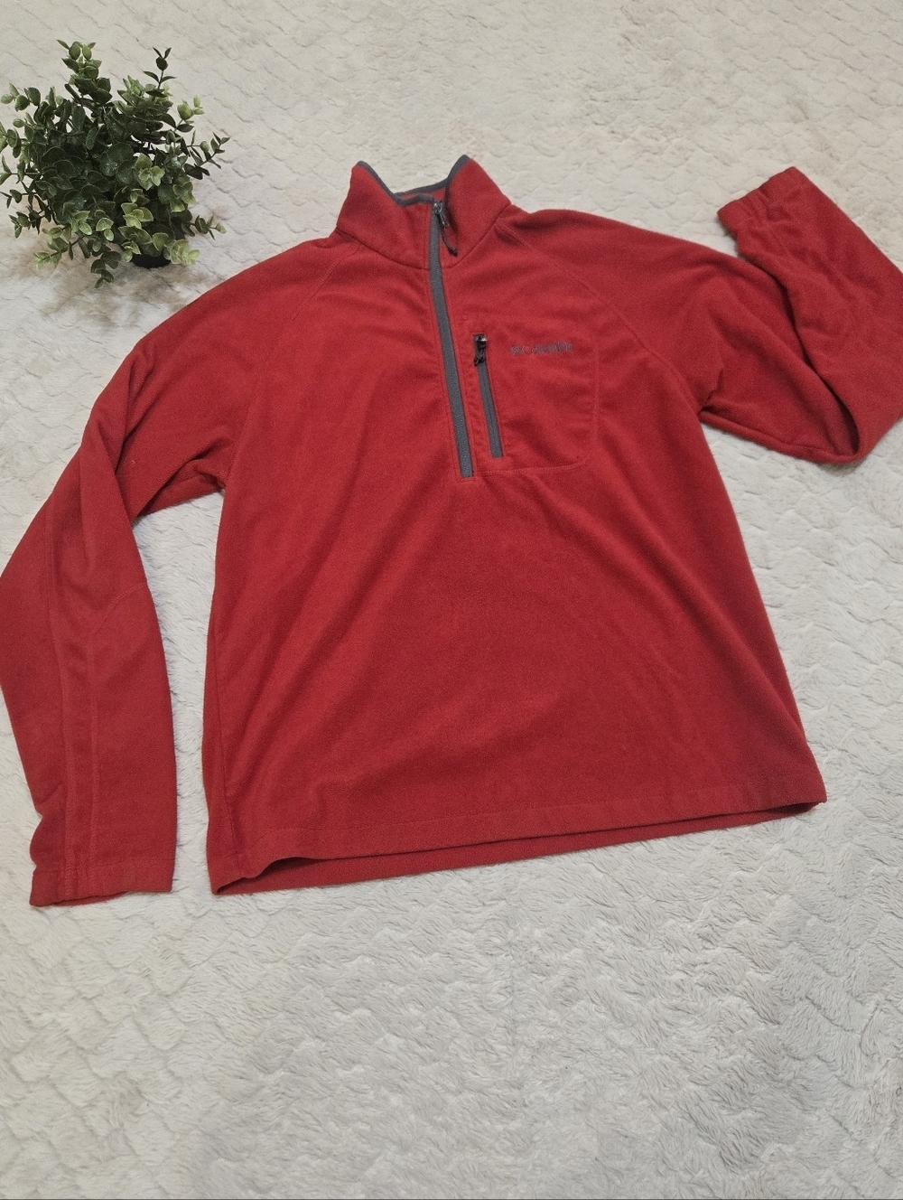 Columbia Red Fleece Quarter-Zip Gorpcore Outdoor Pullover
